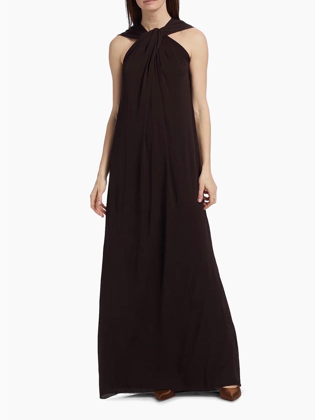 Jil Sander Knotted Cape-Back Gown | Chocolate Brown, Size 40 (10)